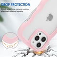 thumbnail image 2 of IPhone 15 Case Wavy Edge Clear Back Design, Anti-Slip Grip Cute Wave Curly Frame Shape Shockproof Soft TPU & Hard Bumper Protective Phone Case Cover for Women Girls, Pink, 2 of 6