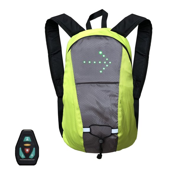 Sac à Dos Vélo avec Signal de Virage LED 15L avec Indicateur de Direction, Lumière de Sécurité Rechargeable USB