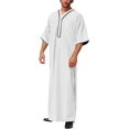 thumbnail image 3 of ZHAOCHENG Vestidos musulmanes, caftán musulmán para hombre, abaya, túnica de Dubái para hombre, kandoura étnica de Oriente Medio, ropa de oración para hombre, estilo saudí, dishdasha, thobe árabe, rop, 3 of 5