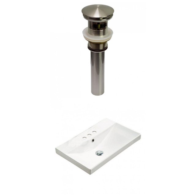 American Imaginations 23.86-in. W 3H4-in. Ceramic Top Set In White Color - Overflow Drain Incl. AI-30875