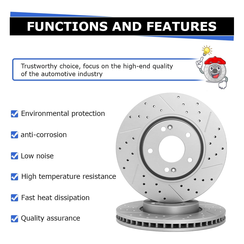 Front & Rear Disc Drilled Rotors + Ceramic Brake Pads for Dodge Charger Challenger Magnum Chrysler 300