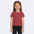 thumbnail image 2 of WMQPNNS Unisex Kids Short Sleeve Cotton Tops Summer Tops for Girls 14-16 Solid Color Crewneck Basic Shirts Boys Girls Summer Clothes, Size 3-4 Years, D1-Brick Red, 2 of 6