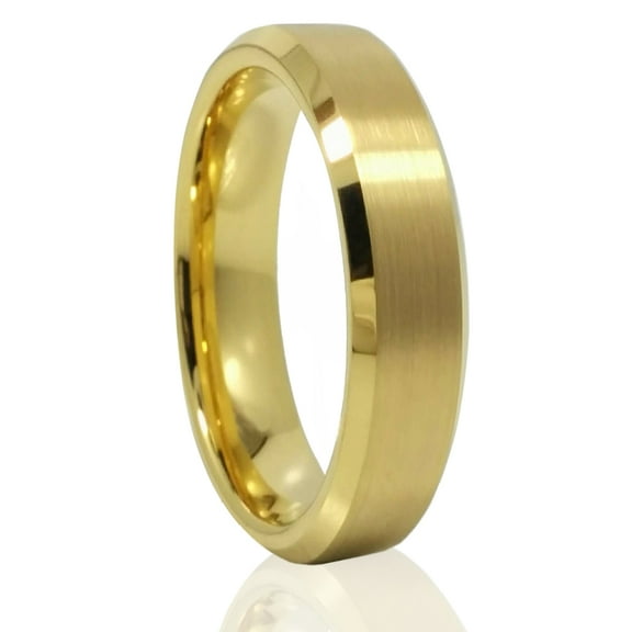 Tungsten Wedding Band Ring 6mm Men's Engagement Gold with Brushed Center Comfort Fit