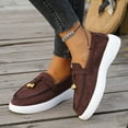 thumbnail image 6 of Womens Cushioned Platform Loafers Slip On Coffee Brown Flock Fabric Comfort Casual Shoes for Everyday Walking,Size 43, 6 of 9