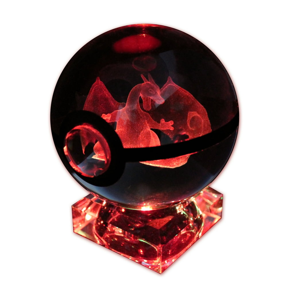 Pokemon Charizard Crystal Poke Ball Night Light with Crystal Base and
