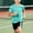 02 Green, variant on Freshbabe Boys 2 Piece Activewear Set, Short Sleeve Heather Tee and Color Block Shorts, Breathable Running Wear, 2-13T