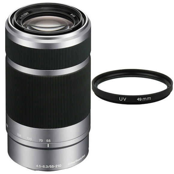 Objectif Sony E 55-210mm f/4.5-6.3 OSS E-Mount (Argenté) + Filtre UV 49mm