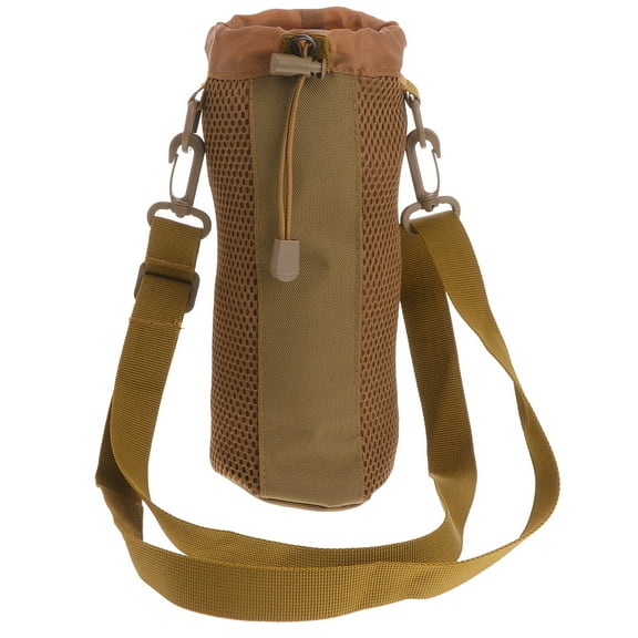 Water Bottle Carrier Insulated Water Bottle Holder Bag Case Pouch Cover Waist Back Adjustable Shoulder Bag Great for Hiking Travel Camping(Brown)