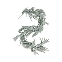 Snow Flocked Norfolk Pine Garlands, Real Touch Winter Pine Garland, Green Artificial Greenery Garland for Table, Mantle, Wall, Indoor, Outdoor Christmas Decorations (5.9Ft or 8.85Ft)