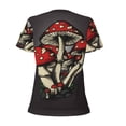 thumbnail image 3 of Goofa Red Mushrooms Pattern Womens Deep V Neck Low Cut Tops Casual Summer Short Sleeve Ribbed Knit T-Shirts-X-Large, 3 of 5
