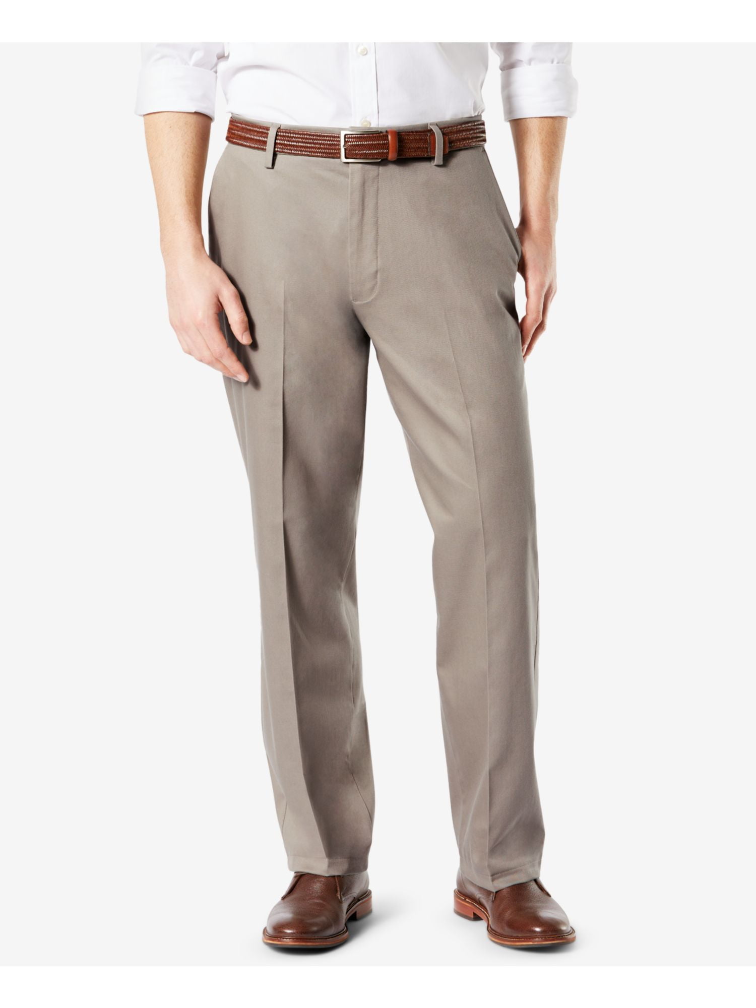 Dockers Standard No Wrinkle Khaki Flat Front Straight Fit Men's Stretch Pants 