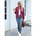 thumbnail image 5 of Womens Jacket Coat Casual Stand Collar Zip Up Fall Fashion Jackets Outfits with Pockets Wine Red M, 5 of 8