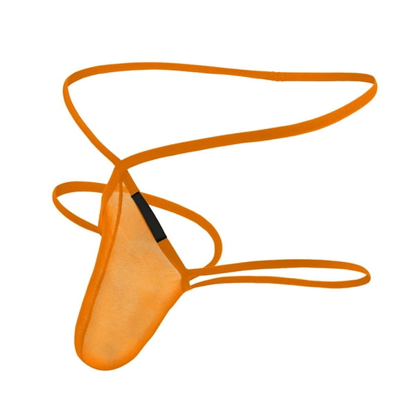 GDREDA See-Through Men's Panties Mens Split With Ushaped Design Tshaped Back Empty Double Thong Underwear Orange,XL