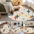 thumbnail image 5 of Round Rugs 7 Ft, Multi-Color Diamond Non Slip Area Rugs for Kitchen Bedroom Entryway, Modern Geometric Middle Century Beige Washable Carpet Runner Rug Floor Mats for Bedroom Home Decor, 5 of 8
