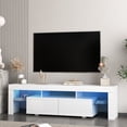 thumbnail image 2 of Llinc Store High Gloss TV Stand with LED Lights for TV up to 65", Modern TV Console with Storage Cabinets for Living Room, White, 2 of 9
