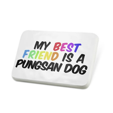 Porcelein Pin My best Friend a Pungsan Dog from North Korea Lapel Badge – (Best Friend In Korean Informal)