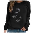 thumbnail image 4 of Womens Sweatshirt Winter Fall Comfy Crew Neck Long Sleeve Bubble Cold Shoulder Sequined Leisure Polyester Sweatshirts Hoodies(Black,XL), 4 of 5