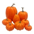 thumbnail image 3 of yuksok 8 Pcs Different Size Artificial Harvest Pumpkins Stackable Halloween Decorations Orange, 3 of 9