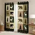 thumbnail image 2 of Feelyou Rustic Farmhouse Bear Blackout Curtains Set of 2 (52x84 Each), Reindeer Moose Wildlife Window Curtains, Olive Drab Square Plaid Curtains and Drapes, Living Room Curtains Decor, 2 of 6