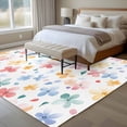 thumbnail image 4 of Blue Pink Flowers Area Rugs 5x7 ft Spring Watercolor Leaves Floral Washable Rug Non Slip Indoor Carpet Absorbent Floor Mat for Living Room Bedroom Dining Room, 4 of 9