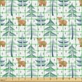 thumbnail image 2 of Ambesonne Rustic Fabric by the Yard Upholstery, Forest Cartoon Bear, 1 Yard, Grey Teal Pale Brown, 2 of 5