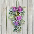 thumbnail image 2 of Corona de primavera para colgar en la puerta, flores moradas, adornos al revés, suministros de decoración para el frente del hogar, mini corona de algodón, broche de corona, coronas de otoño para, 2 of 6