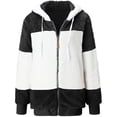 thumbnail image 4 of TQWQT Fleece Coats for Women  Faux Fur Jacket Coat Fuzzy Fleece Jacket Plus Size Zip Up Drawstring Sweatshirt Oversized Light Blue S, 4 of 6
