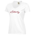 thumbnail image 2 of Women's  White Liberty Flames Script Logo Comfort Wash V-Neck T-Shirt, 2 of 3