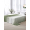 thumbnail image 5 of Green White Ombre King Size Flat Sheet, Wrinkleproof & Fadeproof Cooling Flat Bed Sheet Only, Country Pastoral Gradient Minimalist Breathable Soft Bedding Top Sheets 105 x 98 Inches, 5 of 8