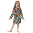 thumbnail image 6 of FORMRS Niños Bathrobe Unisex Hooded Robe Soft Plush Pajamas Sleepwear, Size 2-3T, Retro Stripes, 6 of 7