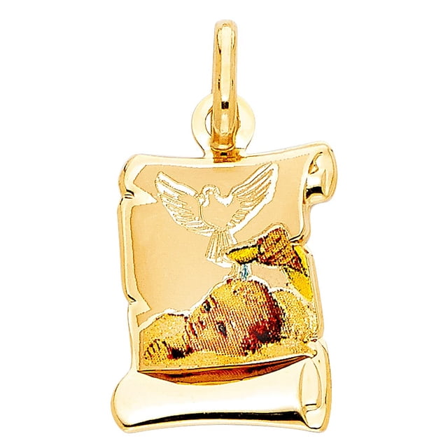 Pendentif Rouleau de Baptême en Or Jaune 14k