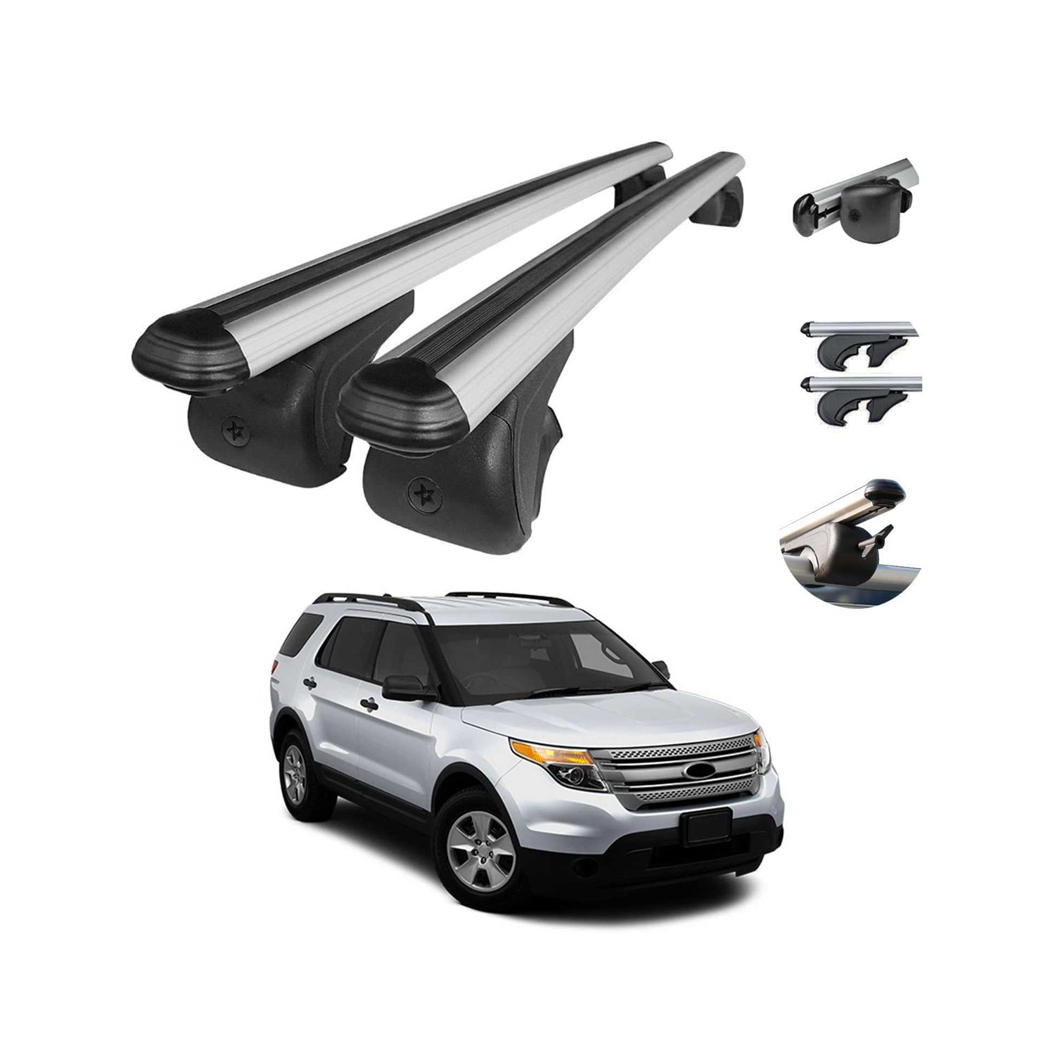 OMAC Roof Rack Cross Bars Luggage Carrier Roof Bar Silver for Ford Explorer 20112015
