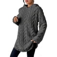 thumbnail image 1 of Sudadera con Capucha de Jacquard de Larga en Color Liso para Mujer, Chaqueta Ajustada con Cordón de Felpa. Gris L, 1 of 8