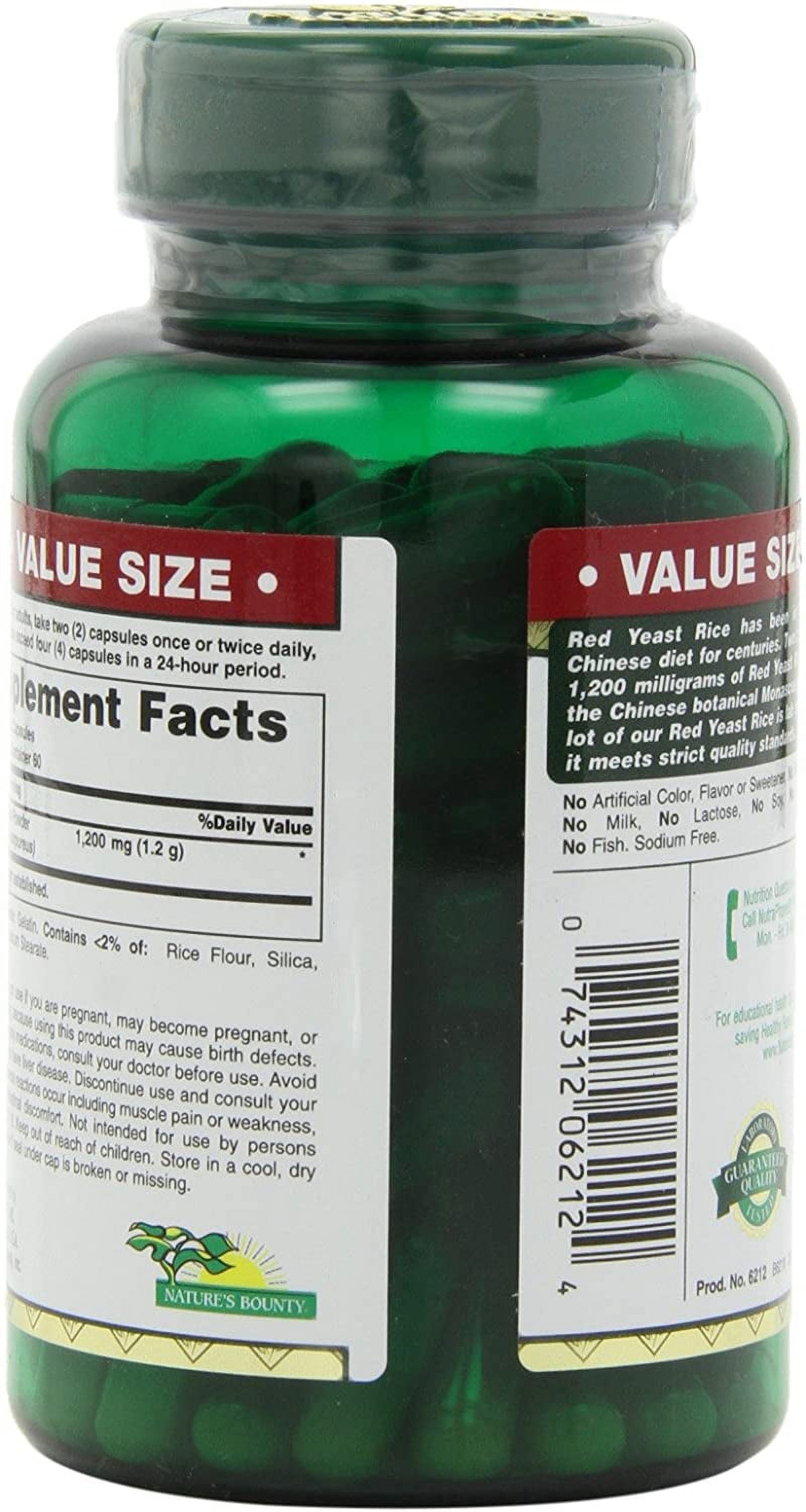 Nature's Bounty Red Yeast Rice 600mg 120 Capsules (Pack of 3)