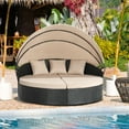 thumbnail image 6 of Walsunny Patio Furniture Outdoor Round Daybed with Retractable Canopy Wicker Rattan, Seating Separates Cushioned Seats, 6 of 8
