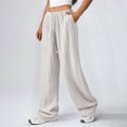 thumbnail image 6 of WHLBF UTTOASFAY Womens Pants Elastic Waist Straight Leg Pants Pull-On Solid Color with Trousers with Pockets Casual Ankle Pants White M, 6 of 9