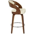 thumbnail image 4 of Armen Living Walnut Swivel Bar Stool 25 3/4" High Modern Cream Cushion with Backrest Footrest for Kitchen Counter Height Island, 4 of 7