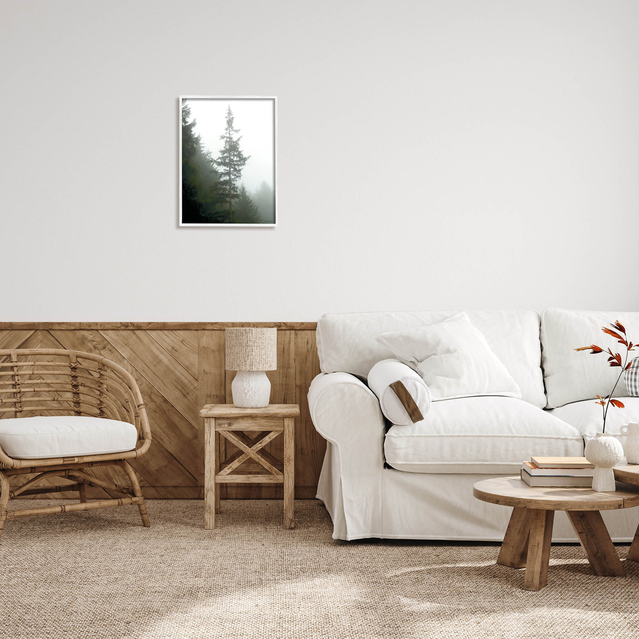 Stupell Industries Majestic Pine Foggy Forest Photograph White Framed Art Print Wall Art, Design by Debra Van Swearingen