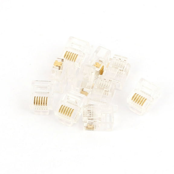 10 Pcs Plastic RJ12 6P6C Telephone Clear Cable Plug For Flat Wire