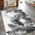 thumbnail image 2 of Hallway Runner Rugs 2.7x5 Ft, Grey Black Leaves Non Slip Area Rugs for Kitchen Bedroom Entryway, Summer Botanical Watercolor Leaf Washable Carpet Runner Rug Floor Mats for Bedroom Home Decor, 2 of 8