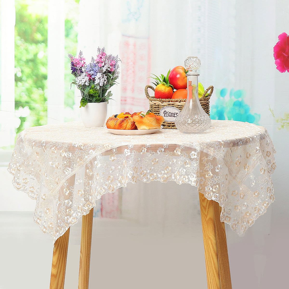 Embroidery Floral Lace Tablecloth Wedding Banquet Piano Party Home Table Cover 