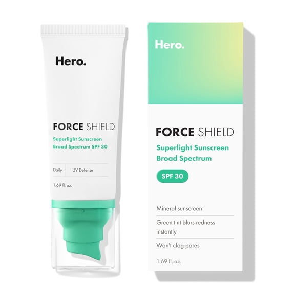 Hero Cosmetics Force Shield Superlight Sunscreen SPF 30, Zinc Oxide Mineral Sunscreen, 50ml