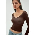 thumbnail image 2 of Hauts à Manches Longues d'Automne pour Femmes Mode Basique à Volants Crop Tops, 2 of 6