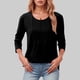 thumbnail image 1 of MHFRRA Top Informal Plisado de Manga Larga y Cuello Redondo para Mujer Negro, 1 of 3