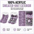thumbnail image 3 of Girls Shortie Cabin Socks, 2 Pack, Soft Sole Sweater Knit with Silicone Grippers, PURPLE, S/M, 3 of 8