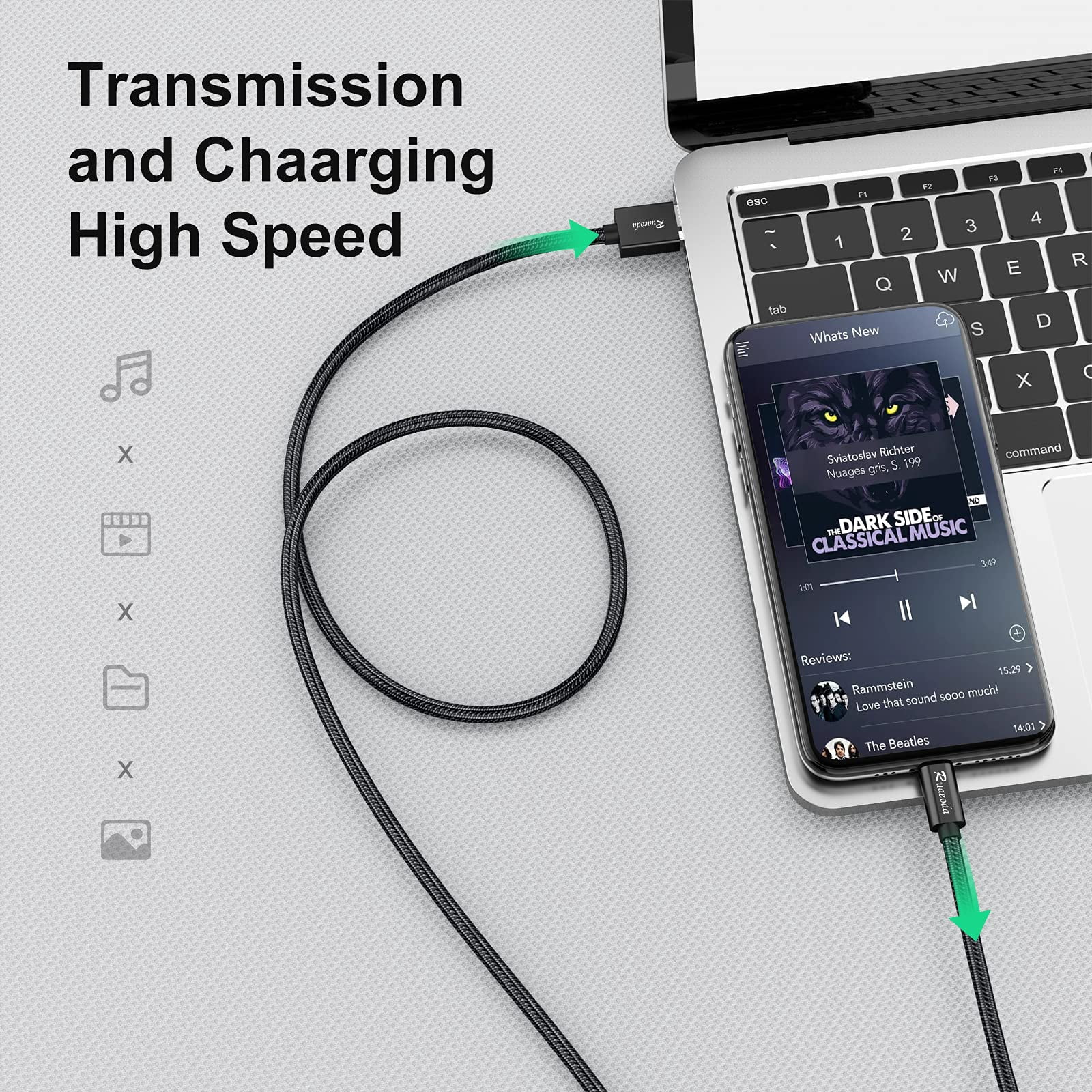Long Micro USB Cable Android Charger 20ft Compatible with PS4 Charger Cable - High Speed 2.0 USB A Male to Micro USB Nylon Braided Cable for Android Phone