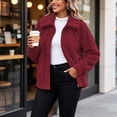 thumbnail image 5 of Edvintorg Outerwear for Women Plus Size Fleece Long Sleeve Zip up Jacket Fall Winter Loose Collared Coat with Pocket Women Clothing S-3XL Red, 5 of 7