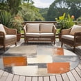 thumbnail image 5 of Burnt Orange Grey Round Rugs 5ft, Oil Painting Modern Abstract Art Non Slip Washable Rug Runner, Low Pile Indoor Floor Carpet Mat Bathroom Rugs for Living Room, Bedroom, Kids Room, 5 of 9