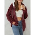 thumbnail image 4 of Women’s Winter Fuzzy Hood Coat, Long Sleeve Front Zipper Fleece Outwear Loose Warm Jackets, S-5XL, 4 of 10