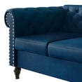 thumbnail image 4 of Home Design Kelso Velvet Rolled Arm Sofa with Deep Button Tufting, Nailhead Trim and Turned Legs, Blue, 4 of 6